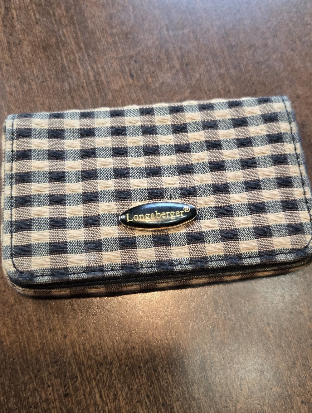 Vintage Longaberger Plaid Credit Card Bifold Case Holder  4”x 2.5”